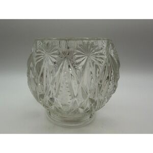 Vintage Avon Clear Pressed Glass Diamond Sunburst Votive Candle Holder F410